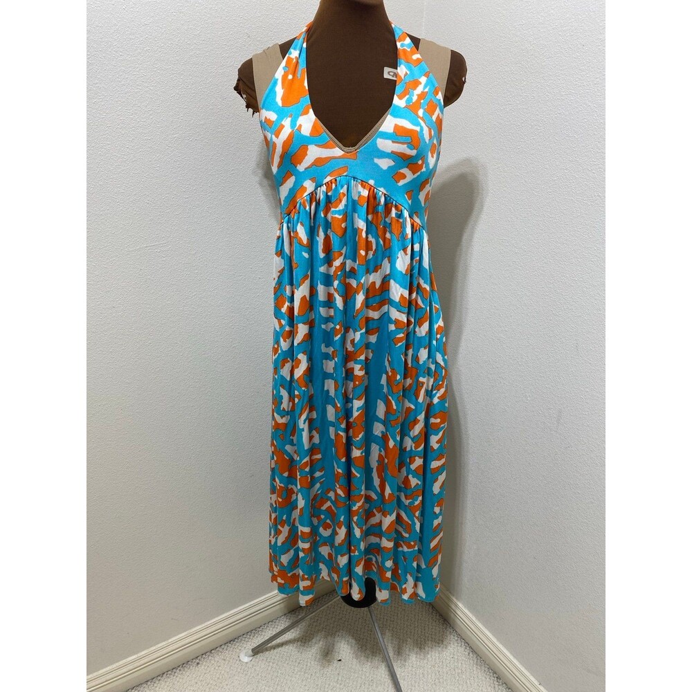 Diane Von Furstenberg Maxi Dress Halter Neckline Silk Blend Women’s Size 10